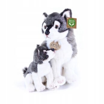 Wilk z małym wilczkiem maskotka 27 cm REAL WOLF