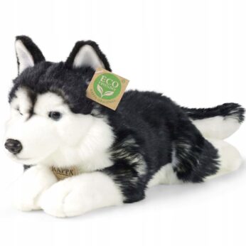 PIES HUSKY MASKOTKA PLUSZAK PIESEK REALISTYCZNY WILK ECO FRIENDLY 36 CM