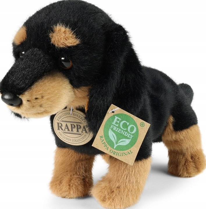 Maskotka Pies Jamnik Czarny Piesek Realistyczny Eco Friendly 23 cm SOFT